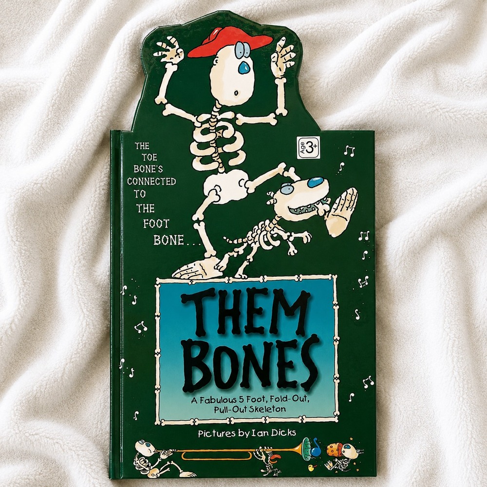Them Bones Ian Dicks UK 5 Foot Fold Out Pull Out Skeleton Book Tango Rare